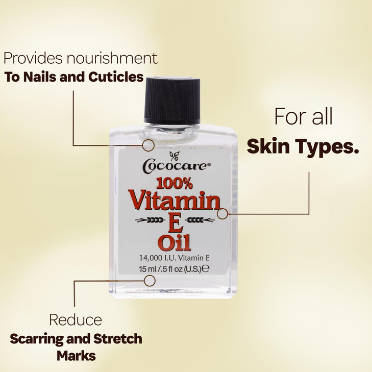 COCOCARE 100% Vitamin E Oil - Maximum Moisture for Dry Skin - 28000 I.U Wrinkle Reduction - 1 Fl Oz - 4 Pack