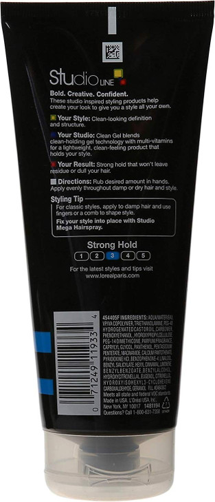 LOreal ParisStudio Line Clear Minded Clean Gel, Strong Hold 6.80 oz (Pack of 4)