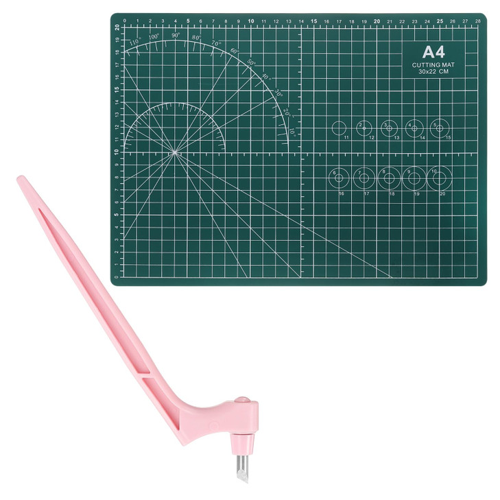 HARFINGTON Craft Cutting Tools 30 Degree Blades 360 Degree Rotating Blade Stainless Steel Cutter Pen Knife with Mat for DIY Crafts Stencils Scrapbook