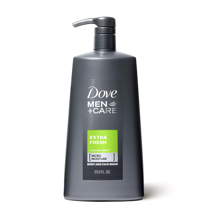 Dove Men+Care Body Wash with Pump for Men's Skin Care Extra Fresh Body Wash that Effectively Washes Away Bacteria While Nourishing Your Skin 23.5 oz