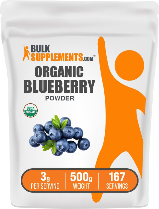 BulkSupplements.com Organic Blueberry Powder - Antioxidant Support, Bluberry Supplement - Vegan & Gluten Free, 3g per Serving, 500g (1.1 lbs) (Pack o