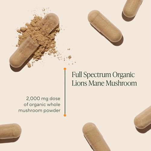 Om Lions Mane Mushroom Capsules - Organic Mushroom Supplement and Nootropic - Brain Supplements for Memory and Focus, 180 Count (60 Servings)?
