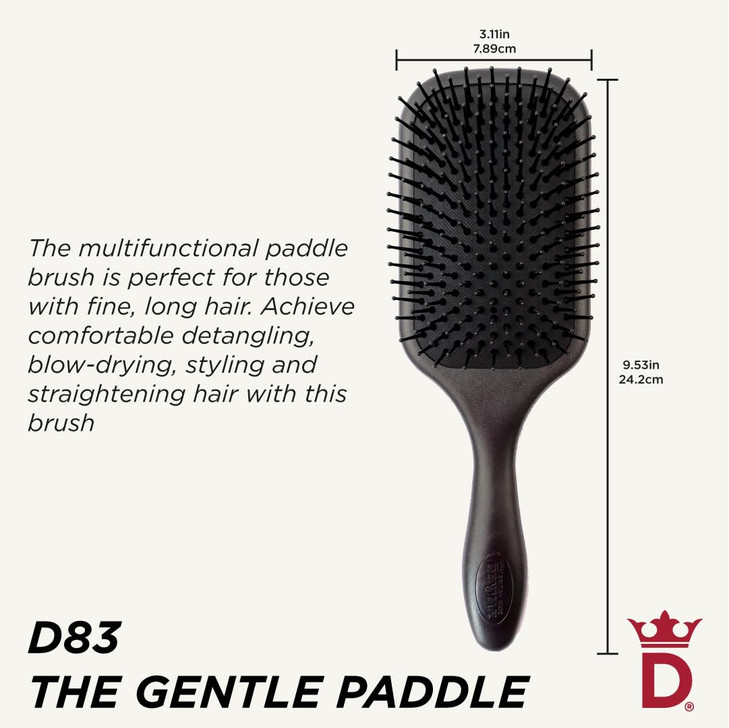 Denman (Black) Large Paddle Cushion Hair Brush for Blow Drying & Detangling - Comfortable Styling, Straightening & Smoothing - For Women and Men, D83