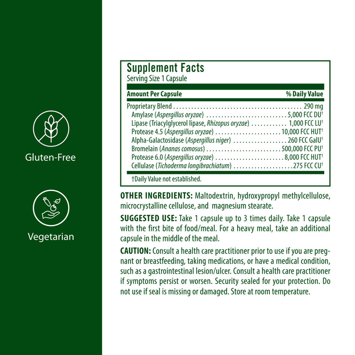 Flora - Adult Enzyme Blend, Aids in Digestion, Enhances Digestion & Absorption of Nutrients, 60 Vegetarian Capsules