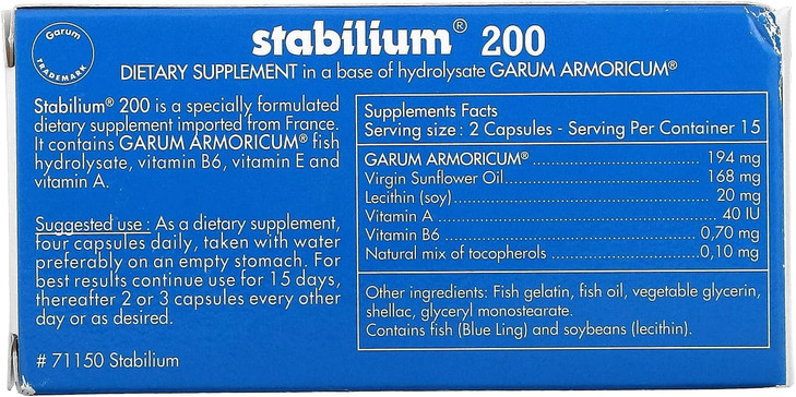 Nutricology Stabilium 200 - Natural Sleep Aids for Adults, Stress Relief Supplements, Sleep Support, Fish Oil, Vitamin A, Vitamin B6, Sleeping Pills