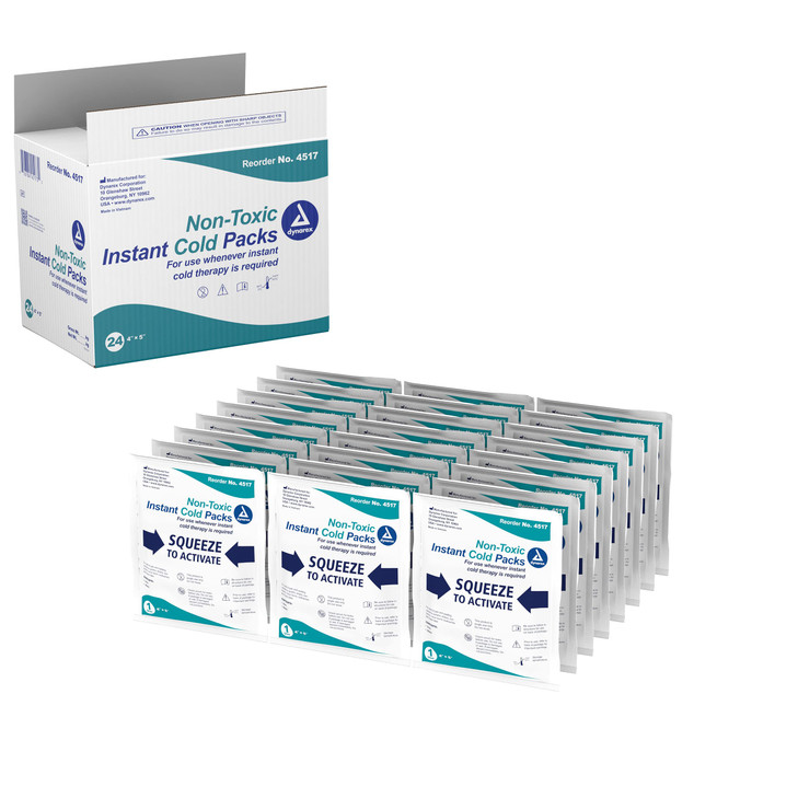 Dynarex Instant Cold Packs - Disposable Ice Packs for Injuries, Muscle & Joint Pain, Cramps, Headache - Quick Cold Compress Packs for Sprain & Bruise