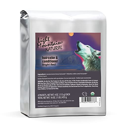 Light Mountain Henna Hair Color & Conditioner - Bright Red, 1 Pound, Organic Henna Leaf Powder, Chemical-Free, Semi-Permanent Dye for Men and Women