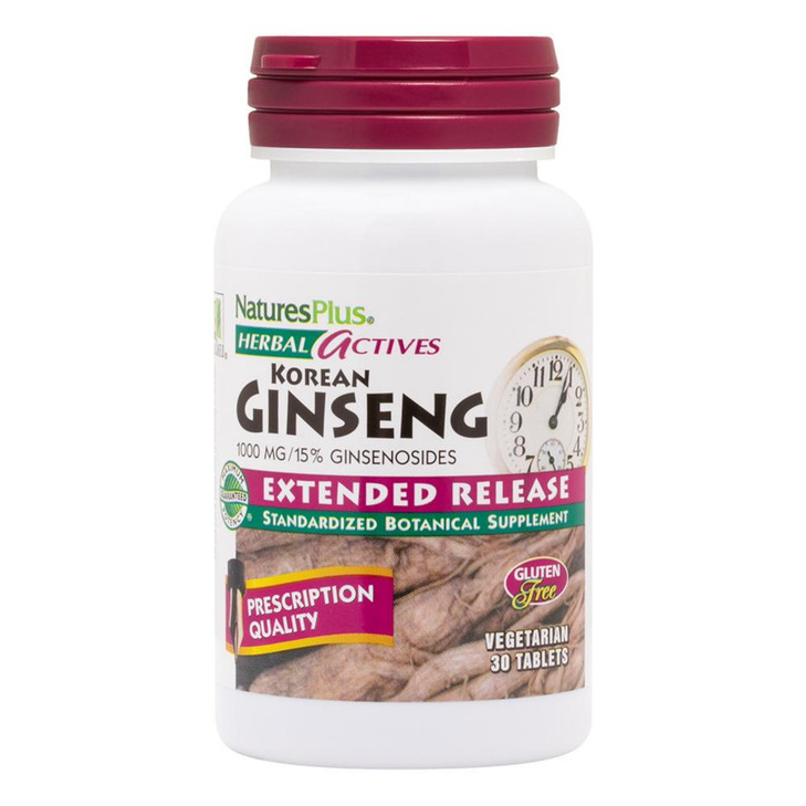 NaturesPlus Herbal Actives Korean Ginseng, Extended Release - 30 Tablets - Vegetarian, Gluten Free - 30 Servings