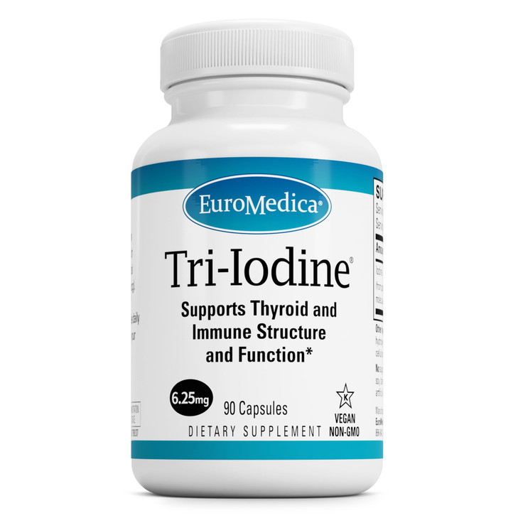 EuroMedica Tri-Iodine - Support Thyroid Health - Aids Hormone Balance with Molecular Iodine from Kelp - Features Potassium Iodide & Sodium Iodide - B
