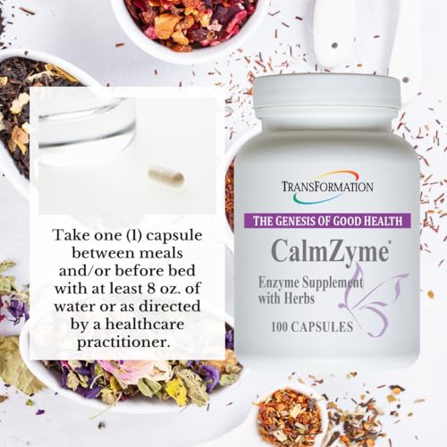 Transformation The Genesis of Good Health Enzymes CalmZyme Supplement with Enzymes & Herbal Blend, Maximize Digestion of Nutrients, Production of Ene