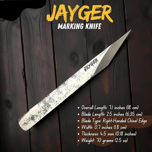 Jayger Handmade Kiridashi Knife  Precision Japanese Marking Tool  12C27 Steel Blade  Compact Craft & Carving Knife for Woodworking, Leatherwork, D