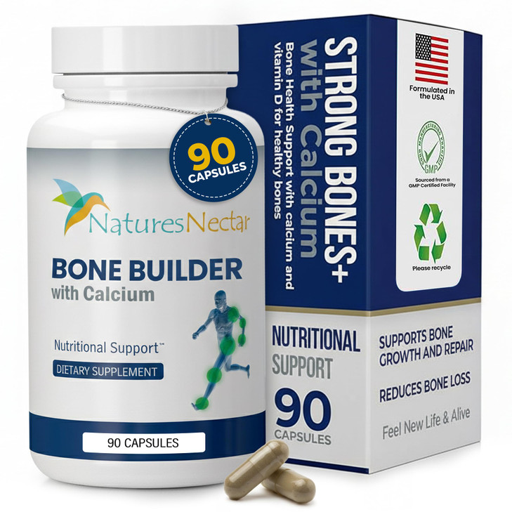 Nature's Nectar Bone & Joint Supplements for Men & Women  Supports Bone Health, Strength & Growth with Calcium, Vitamin D, Magnesium & Strontium  B