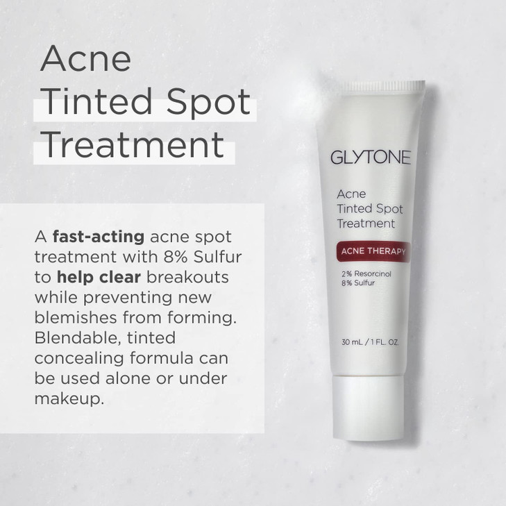 Glytone Acne Tinted Spot Treatment - With 8% Sulfur & 2% Resorcinol - Tinted Cream Formula to Conceal Blemishes - Non-Comedogenic - 1 fl. oz.