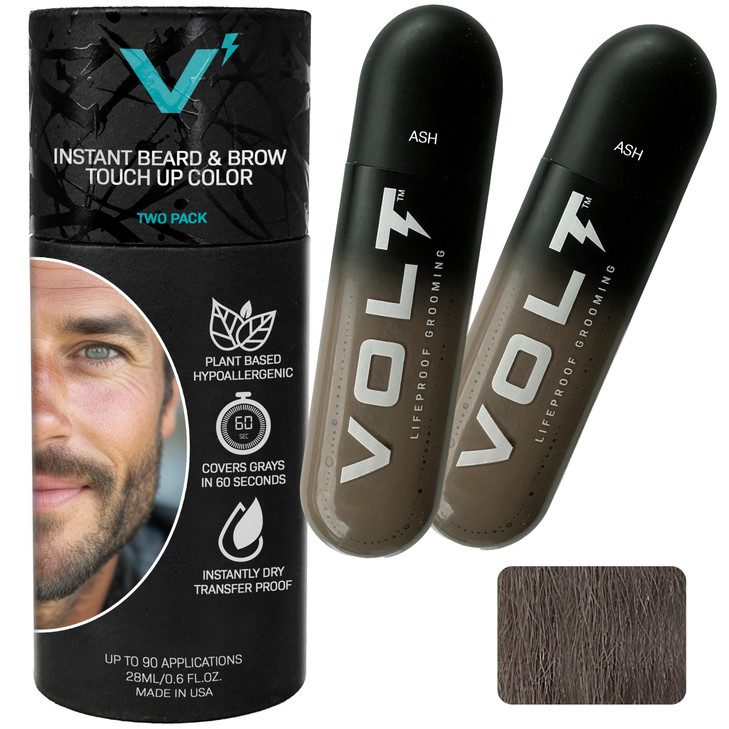 VOLT Grooming Temporary Instant Beard Color ECO 2 Pack Refill - Quick Drying Plant Based Hypoallergenic Brush on Color for Beards, Mustaches, and Eye