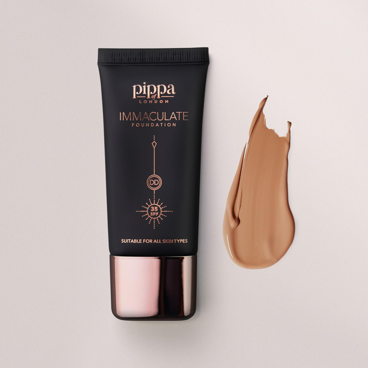 Pippa of London Immaculate Liquid Foundation, Cappuccino 203, Lightweight, Medium Coverage, Matte Finish SP35