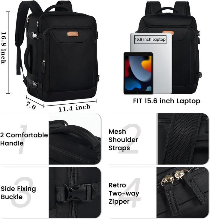 Carry on Backpack, Flight Approved Travel Backpack with USB Charge Port, TSA 15.6 Inch Anti-Theft Laptop Backpack Lightweight Daypack College Weekend