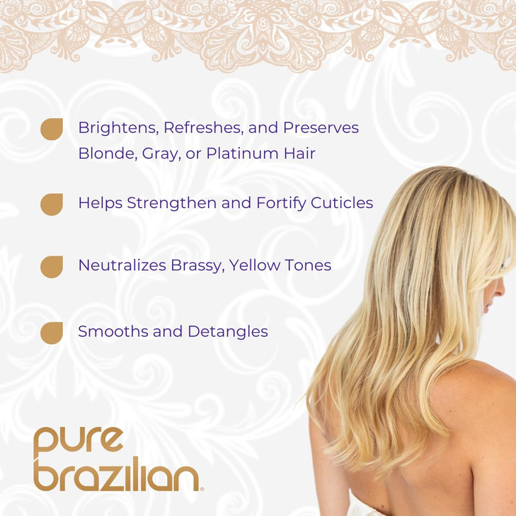 Pure Brazilian Always Blonde Conditioner with Keratin, Acai & Argan Oil, Purple Conditioner for Color-Treated Hair, Sulfate-Free, 13.5 Fl Oz