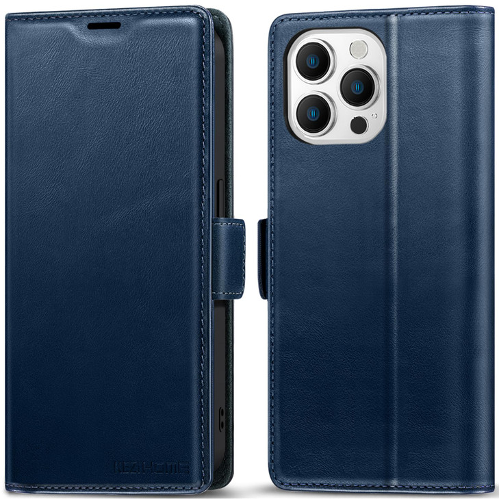 KEZiHOME Wallet Case Compatible with iPhone 16 Pro, Genuine Leather Folio Case with Card Holder, RFID Blocking Magnetic Stand Protective Phone Flip C