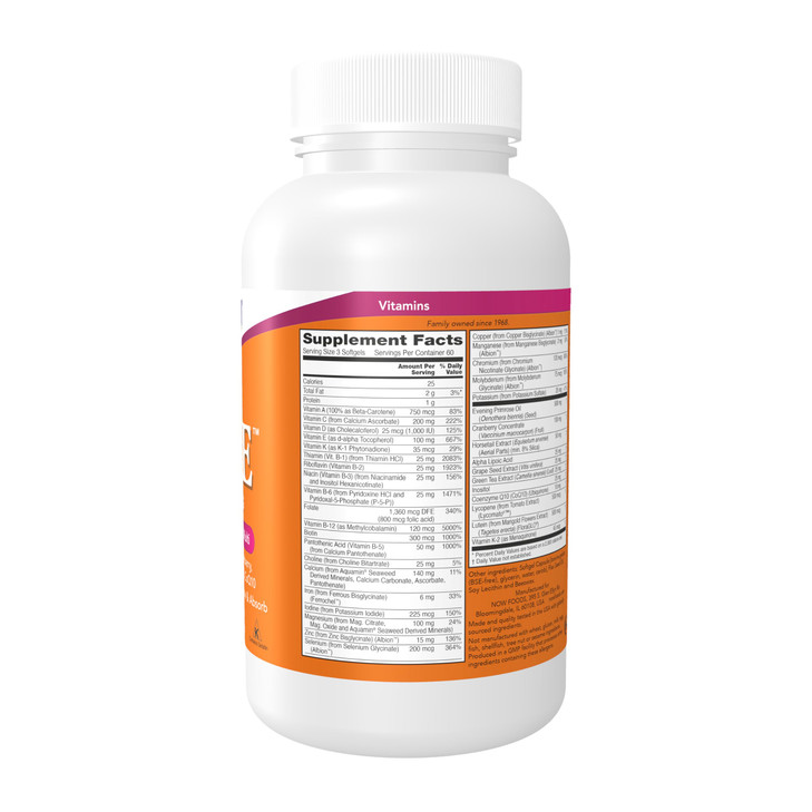 NOW Foods Supplements, Eve Women's Multivitamin with Evening Primrose, Cranberry, Green Tea, Horsetail Silica & CoQ10, 180 Softgels