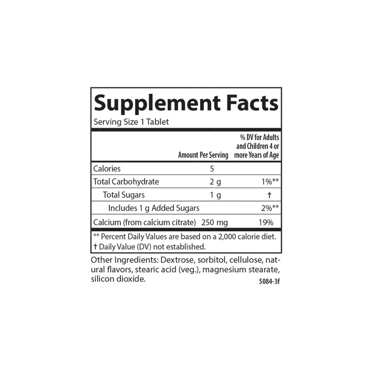 Carlson - Kid's Chewable Calcium, 250 mg, Highly Absorbable, Bone & Teeth Support, Optimal Wellness, Natural Vanilla Flavor, 120 Tablets