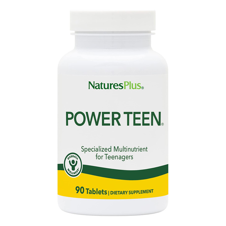 Natures Plus Source of Life Power Teen - 90 Vegetarian Tablets - Teen Multivitamin with Minerals & Whole Foods for Mental Focus, Energy Booster - Glu