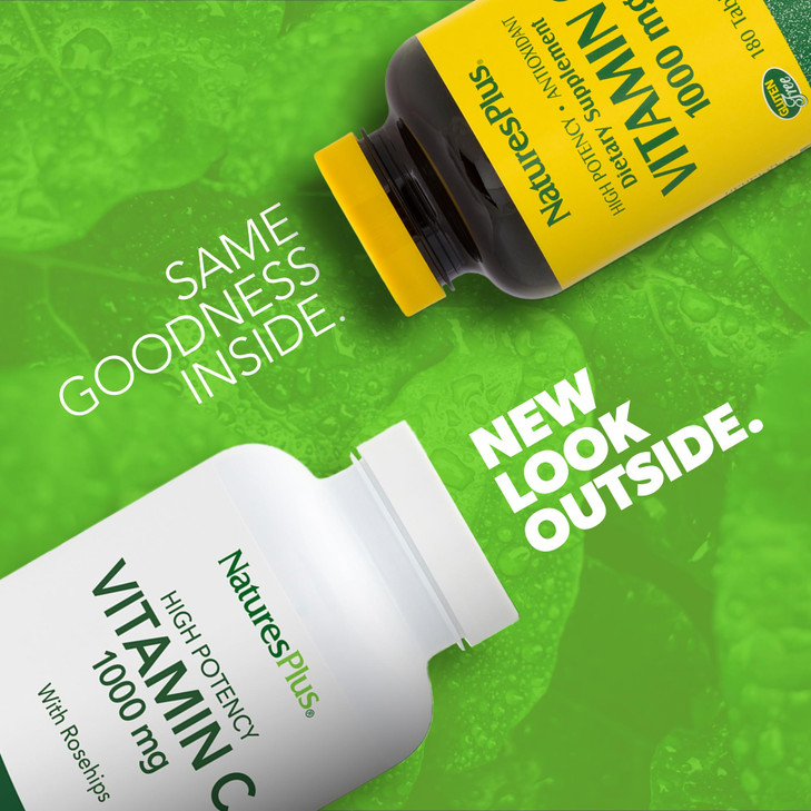 NaturesPlus Vitamin C 1000 mg with Rose Hips - 180 Tablets - Supports Immune Health, Energy & Antioxidant Protection - Vegetarian, Gluten Free - 180