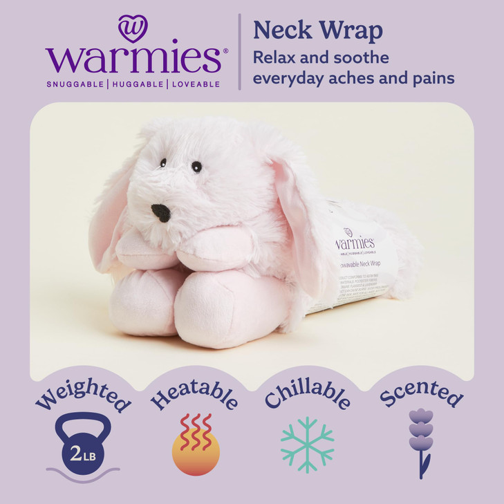warmies Microwavable Neck & Shoulder Wrap - Heating & Cooling Plush Pad for Calming Relaxation - Weighted & Heated Neck Warmer with Scented Lavender