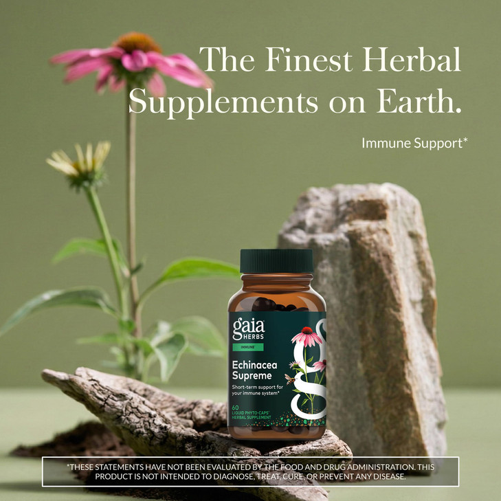 Gaia Herbs Echinacea Supreme - Immune Support Supplement - Echinacea Purpurea & Angustifolia Blend to Support Immune System* - 60 Vegan Liquid Phyto-