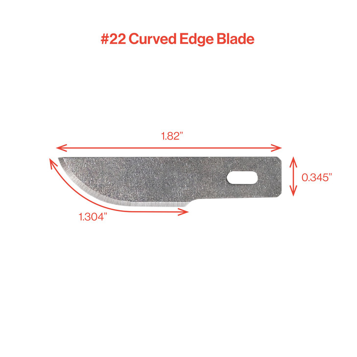 Excel Blades 100 PCS Craft Knife Blade Refill, #22 High Carbon Steel Curved Hobby Knife Blades Replacement - For Precision Cutting, Professional, Hob
