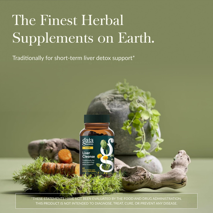 Gaia Herbs Liver Cleanse - Liver Health Support Herbal Supplement with Milk Thistle, Burdock, Turmeric, Dandelion & More* - 60 Vegan Liquid Phyto-Cap