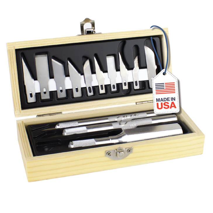Excel Blades Craftsmen Set, 13-Piece Precision Craft Knife Set With Case  Includes Light To Heavy Duty Handles And Assorted Blades For Crafting, Scr