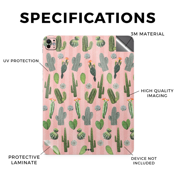 Glossy Glitter Skin Compatible with Apple iPad Pro 11 (M4) 2024 - Cactus Garden - Premium 3M Vinyl Protective Decal Cover - Easy to Apply | Crafted i