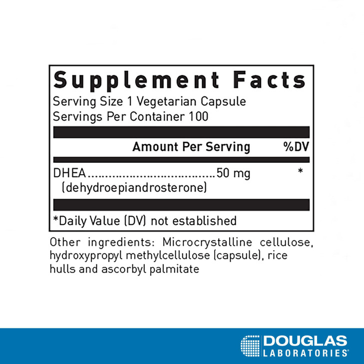 Douglas Laboratories DHEA 50 mg Capsules - Micronized - Supports Hormone Balance, Immunity, Brain, Bone Health & Metabolism* - Non-GMO - 100 Vegetari