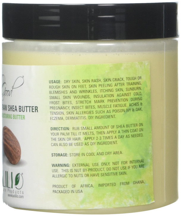 SmellGood - Pure Unrefined Shea Butter, totally natural and organic, ivory color, packed in 16 oz Jar, 4 Units
