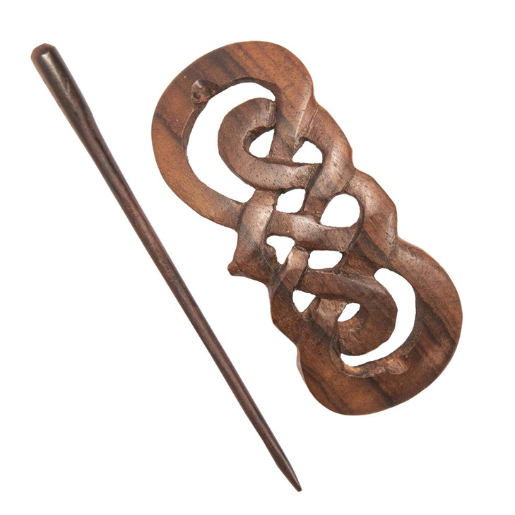 81stgeneration Carved Natural Wood Celtic Knot Hair Barrette - Boho Hairpin Hair Stick - Elegant Wooden Hair Pins for Women Wedding - Vintage Style H