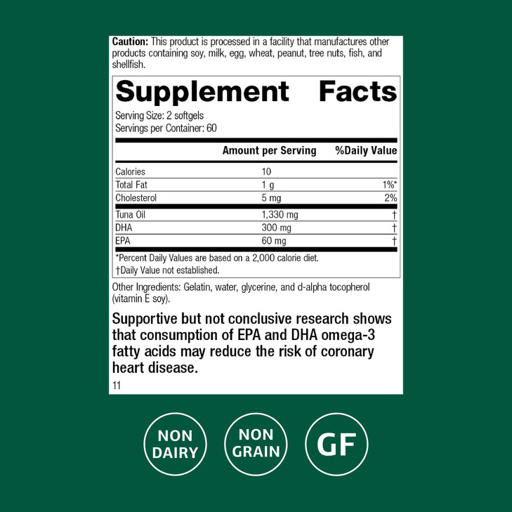 Standard Process Tuna Omega-3 Oil - Brain & Eye Health Support Supplement - Essential Fatty Acid Supplement with Omega-3 - Nutritional Supplement to