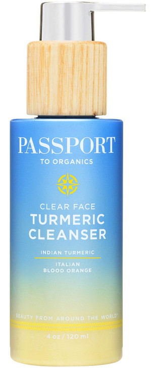 Passport to Organics Clear Face Turmeric Cream Cleanser - Gentle, Everyday Face Wash with Turmeric, Olive Oil and Aloe Vera - Moisturizing Face Wash