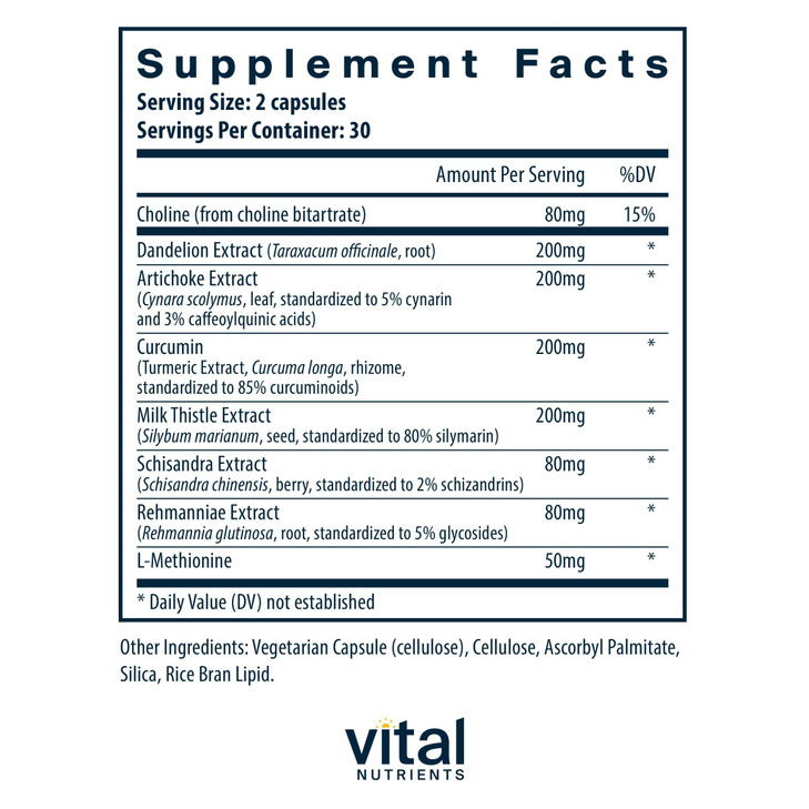 Vital Nutrients Liver Support Milk Thistle and Curcumin - Vegan Supplement - Herbal Combination to Support Healthy Liver Function* - Gluten, Dairy an