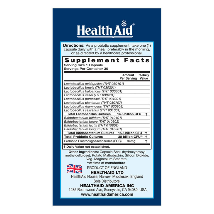 SeniorProbio  Once-Daily Probiotic with Prebiotic Fiber | 30 Billion CFU, Acid & Bile Resistant Strains | 30 Vegetarian Capsules | Lactose, Gluten &