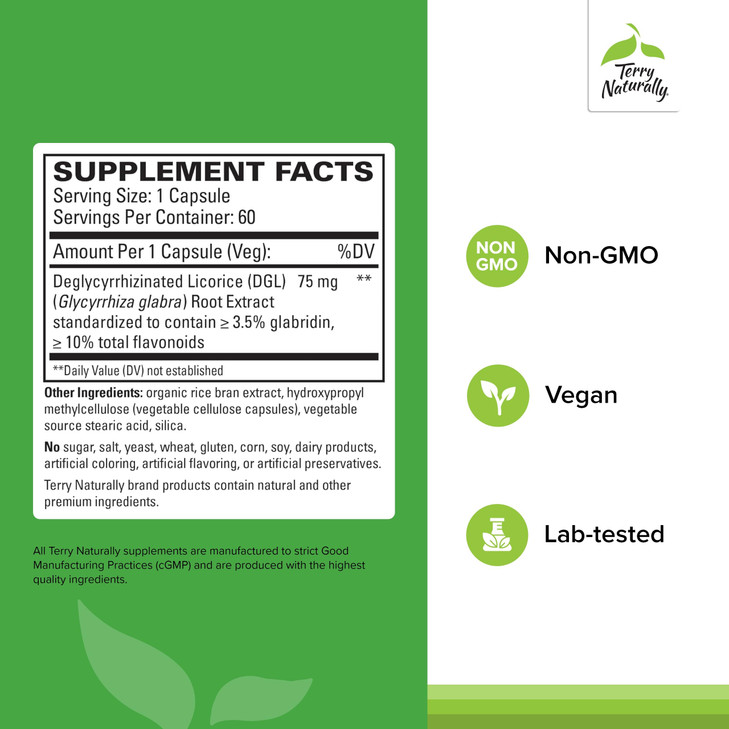 Terry Naturally Stomach & Intestinal Relief - Supplement to Aid Digestive Health & Intestinal Lining - Aids Against Occasional Digestive Discomfort t