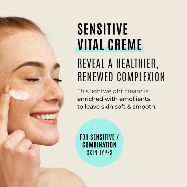 Malibu C Sensitiv Vital Crème Face Moisturizer - Non-Comedogenic Moisturizer for Combination Skin - Lightweight Formula Enriched with Pro Vitamin B5