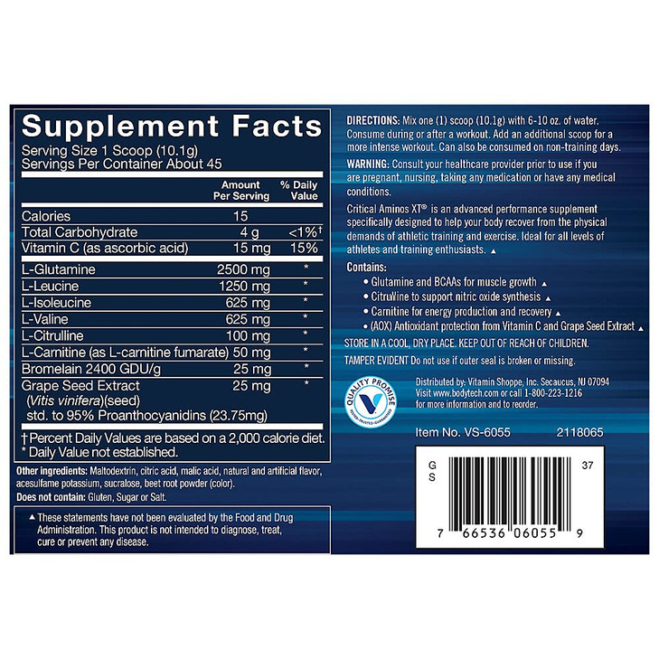 BODYTECH Critical Aminos XT - Intra/Post Workout Amino Acid Formula - Supports Recovery, Endurance & Performance - Strawberry Lemonade (16 oz, 45 Ser