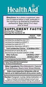 HealthAid TravelProbio 20?Billion?CFU Probiotic  Saccharomyces boulardii + Prebiotic (FOS), Acid & Bile?Resistant  Once?Daily Vegan, Gluten?Free, R