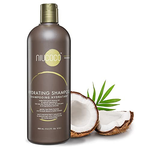 NIUCOCO Natural Coconut Oil Hydrating Shampoo (400ml) | Chemical Free Moisturizing Dandruff Formula for Dry, Damaged, Hair & Scalp | Safe on Color Tr