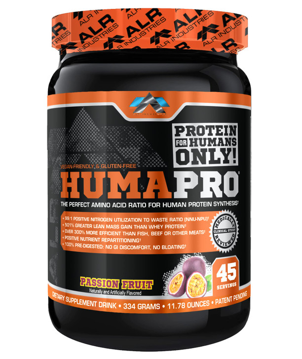 ALR Industries Humapro | Amino Acids Protein Matrix for Humans | 99% Utilization for Lean Muscle | Vegan, Gluten Free | 334g / 45 Servings (Passion F