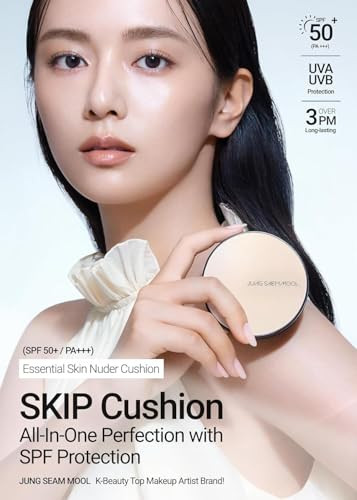 JUNG SAEM MOOL Essential Skin Nuder Cushion | Natural Finish, Buildable Coverage Cushion Foundation by Korean Makeup Artist (Refill Included, 0.98 Fl