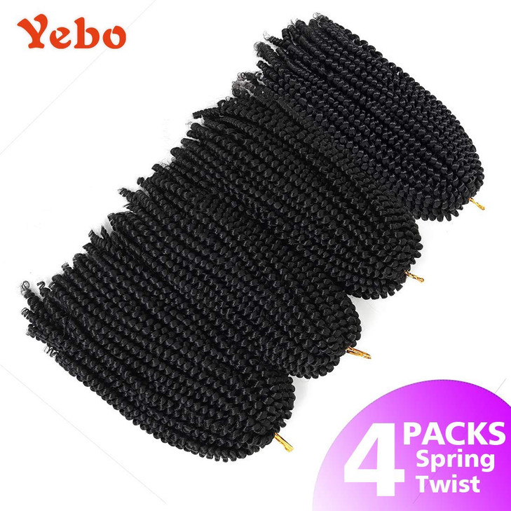 YEBO 4 Packs Spring Twist Hair 12 Inches Ombre Colors Synthetic Braiding Hair Extensions for Woman(T350)