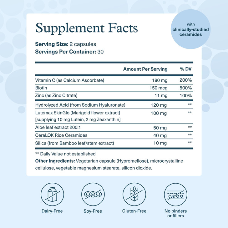 Youtheory Hyaluronic Plus - Hyaluronic Acid Supplement with Ceramides, Vitamin C, Biotin & More - Supports Healthy Skin* - 60 Vegetarian Capsules