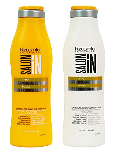 RECAMIER Professional Salon In Hydrating Anti Frizz Curly Hair Shampoo and Conditioner Set with Keratin Damaged Locks Moisturizing Treatment Champu y