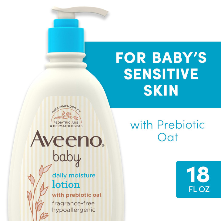Aveeno Baby Daily Moisture Body Lotion for Sensitive Skin, Hypoallergenic Moisturizing Baby Lotion with Nourishing Oatmeal to Deeply Moisturize Baby'